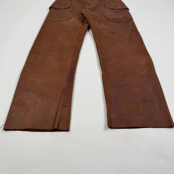 AW2001 Martin Margiela Raw Cowhide Brown Leather McQueen Cargo Pants