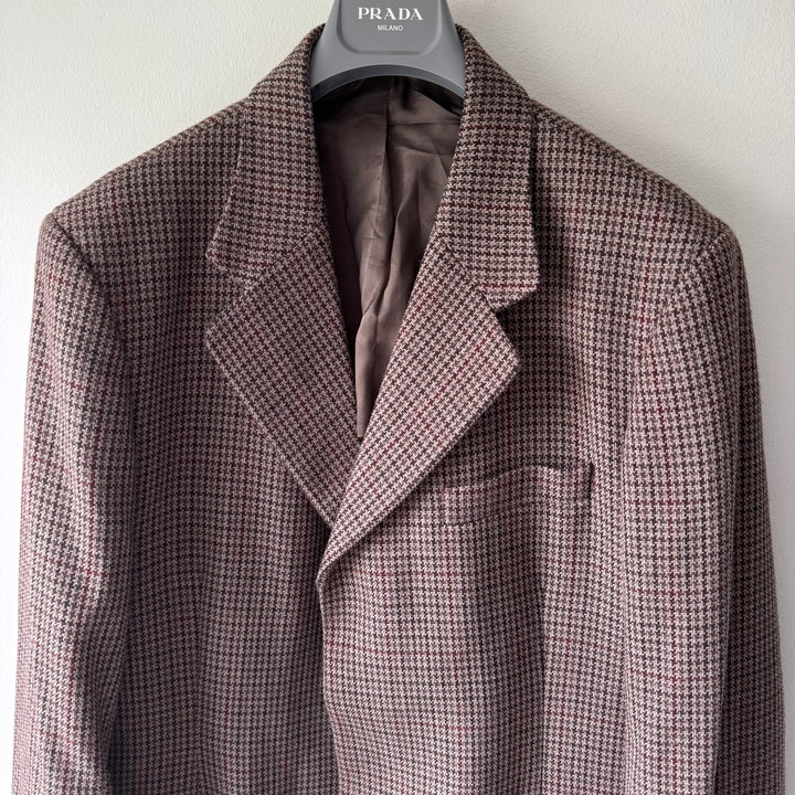AW2000 Martin Margiela Checkered Houndstooth Wool Button-Up Overcoat