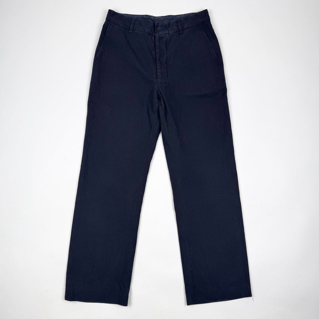 SS2004 Martin Margiela Navy Cotton Checkered Relaxed Straight Pants