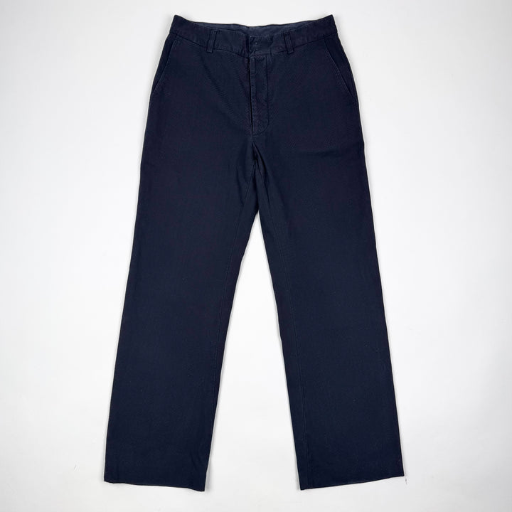 SS2004 Martin Margiela Navy Cotton Checkered Relaxed Straight Pants