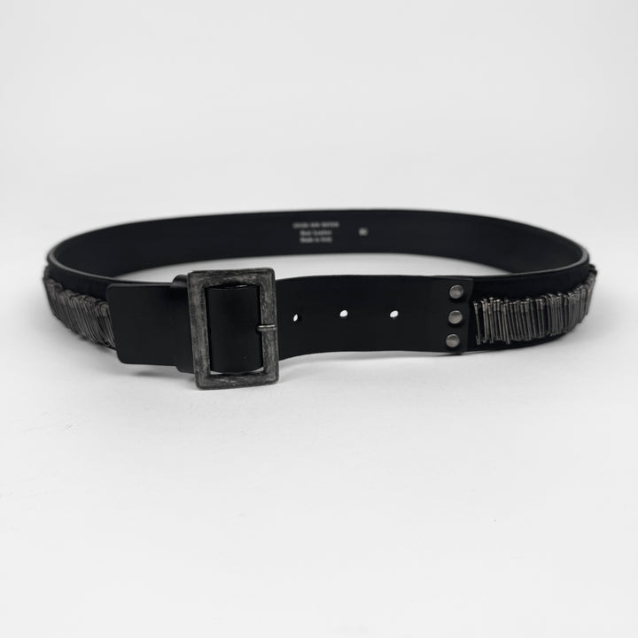 Dries Van Noten 1990s Black Safety Pin Leather Belt