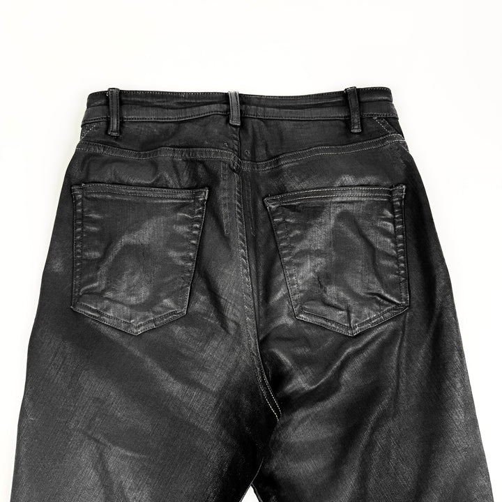 Rick Owens FW2024 Black Bias Bootcut Waxed Denim Pants