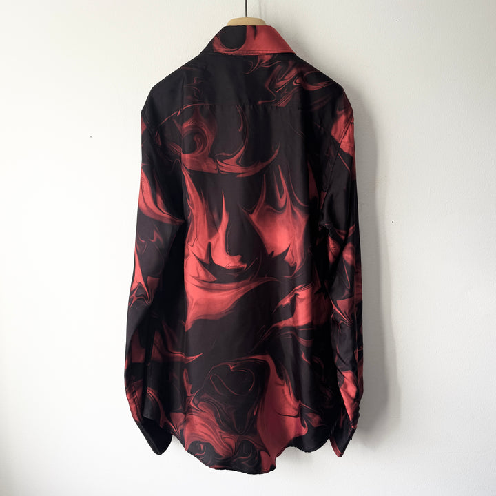 Gucci By Tom Ford SS2001 Red/Black Silk Magma Print Button Up Shirt