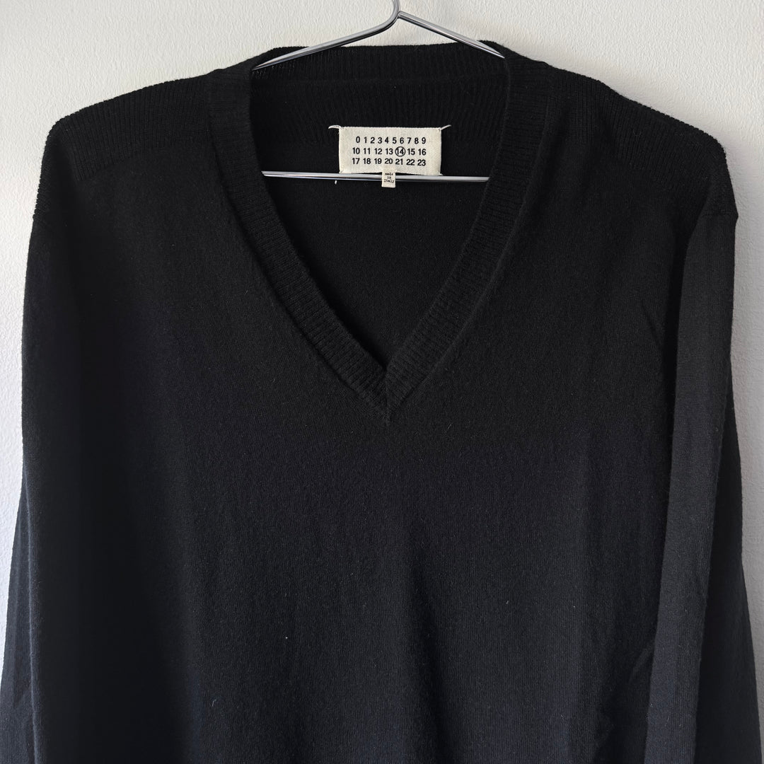 SS2017 Maison Margiela Black Cashmere V-Neck Pullover Knit Sweater