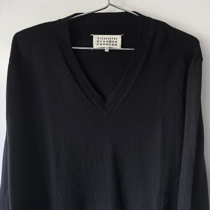 SS2017 Maison Margiela Black Cashmere V-Neck Pullover Knit Sweater