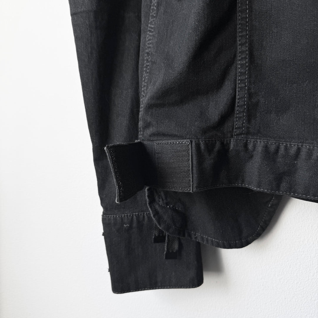 LGB Black Cotton Waxed Denim Back-Zip Jacket