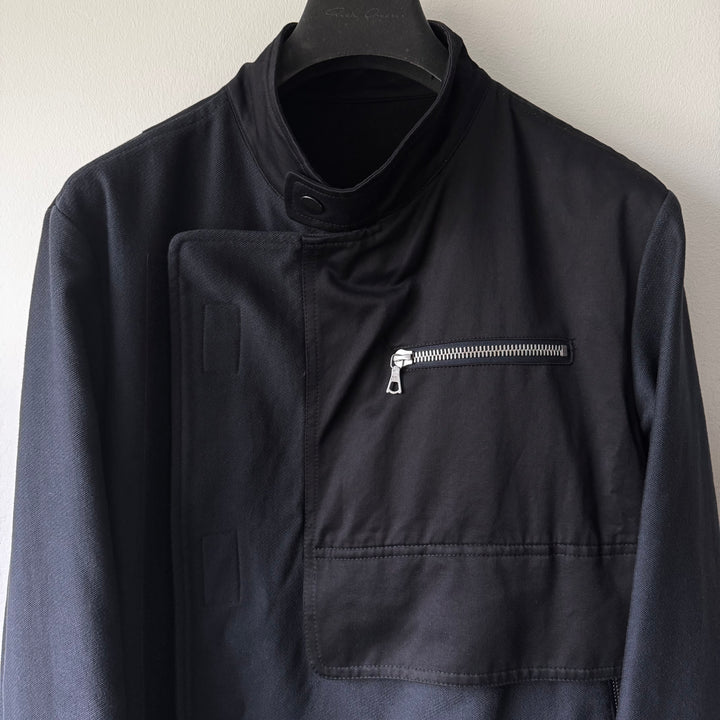 Dries Van Noten SS2013 Navy Cotton Velcro Cropped Café Racer Jacket