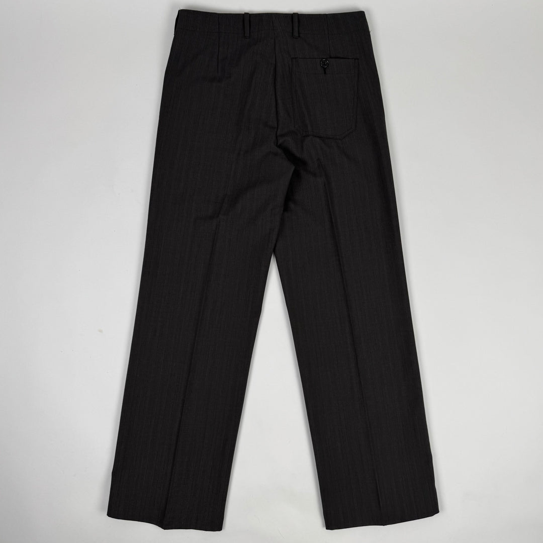 Miu Miu 2000’s Dark Gray/Brown Wool Pinstriped Wide Leg Suit Pants