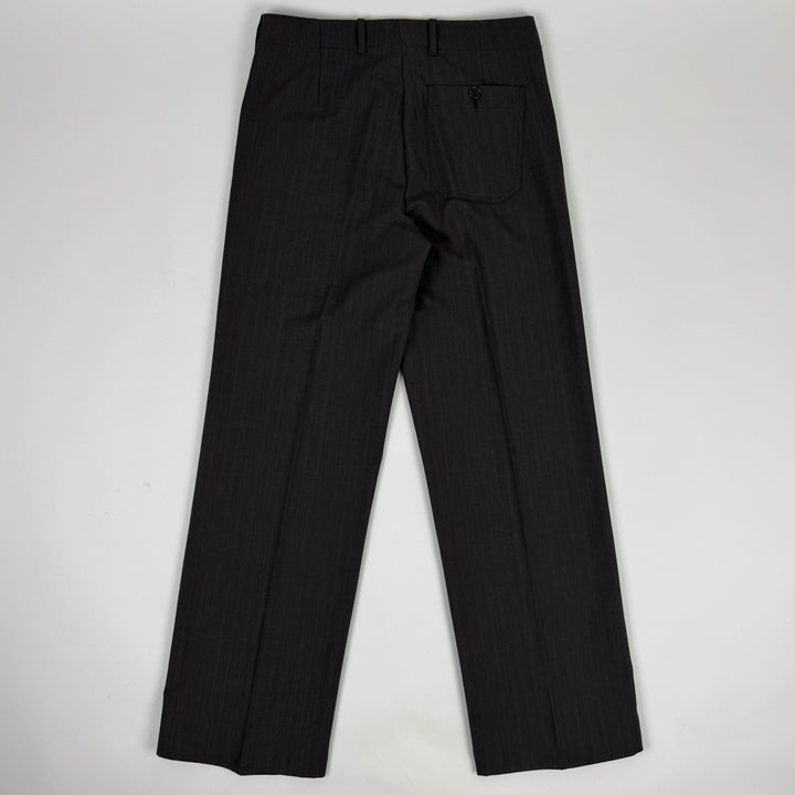 Miu Miu 2000’s Dark Gray/Brown Wool Pinstriped Wide Leg Suit Pants