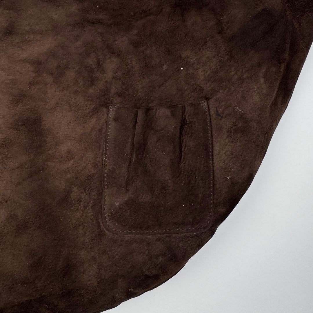 Yves Saint Laurent Rive Gauche SS2002 Brown XL Mombasa Leather Croissant Crossbody Bag