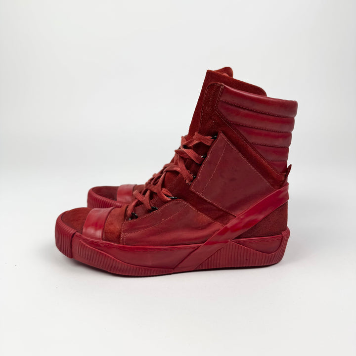 Boris Bidjan Saberi AW2015 Red Lamb Leather Bamba 2 High-Top Sneakers