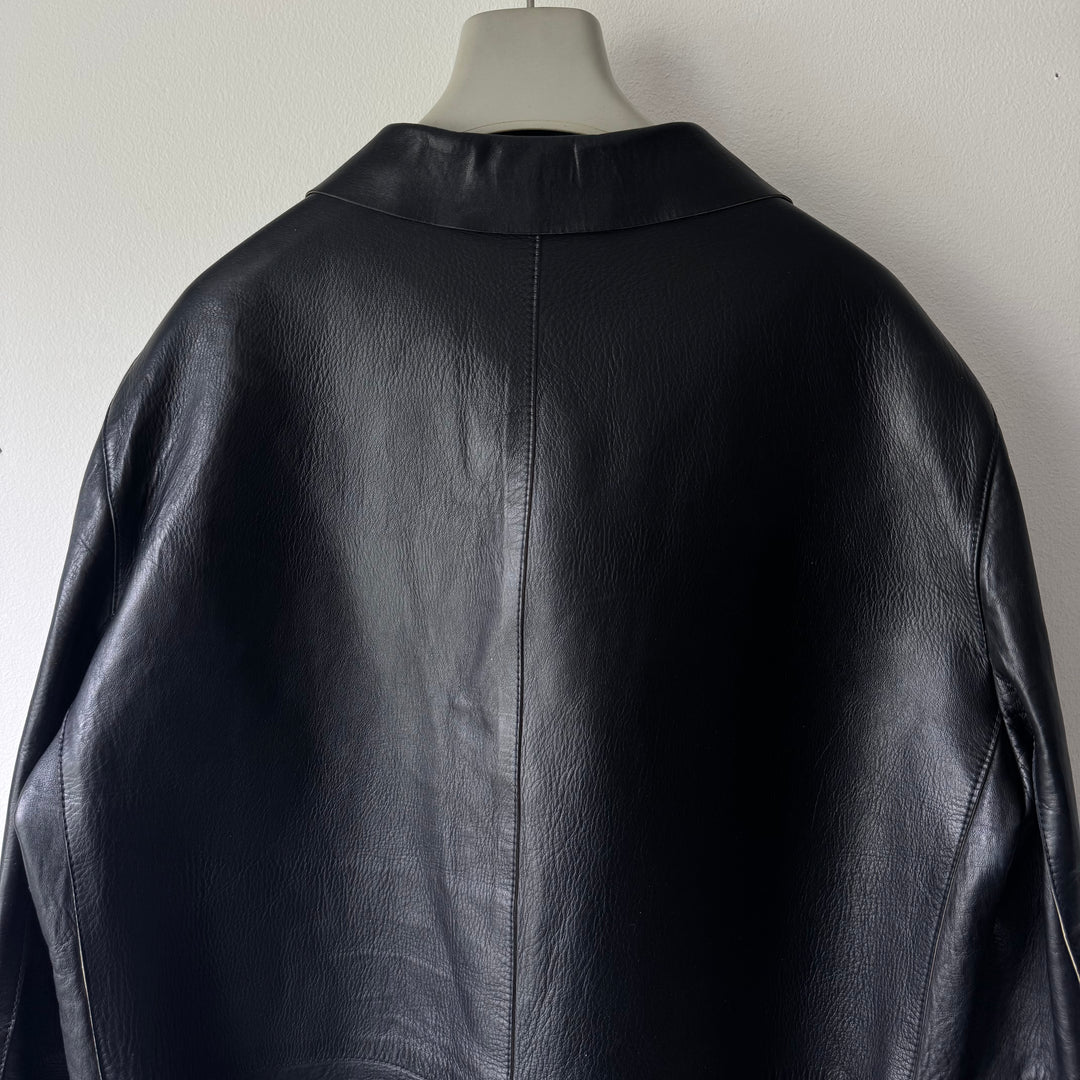 Prada 1990’s Button Up Contrast Leather Jacket