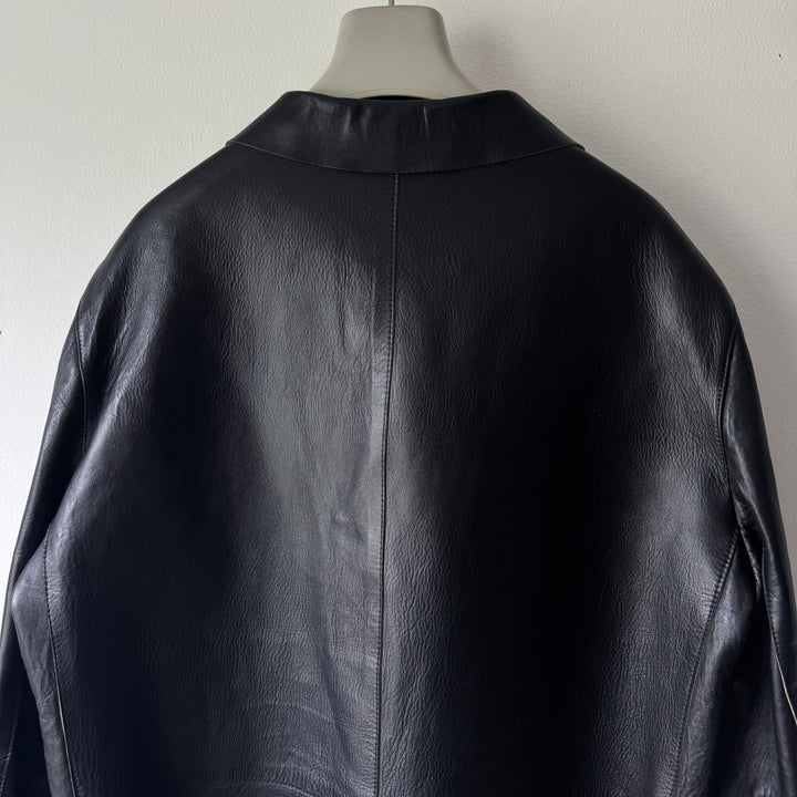 Prada 1990’s Button Up Contrast Leather Jacket