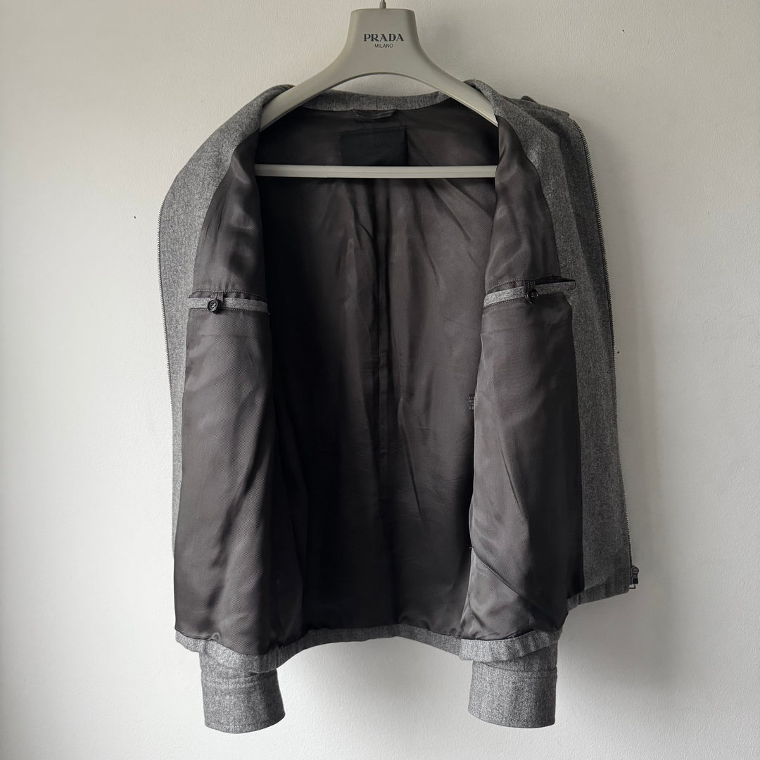 Prada 1990’s Gray Wool Short Blouson Jacket