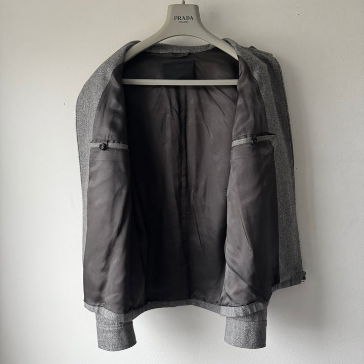 Prada 1990’s Gray Wool Short Blouson Jacket
