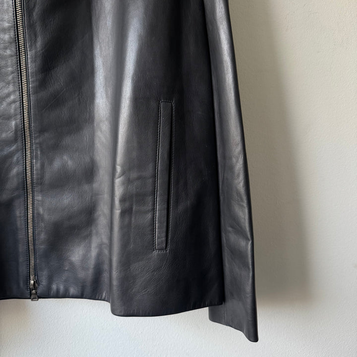 Prada SS1999 Navy Lamb Nappa Leather Zip-Up Blouson Jacket