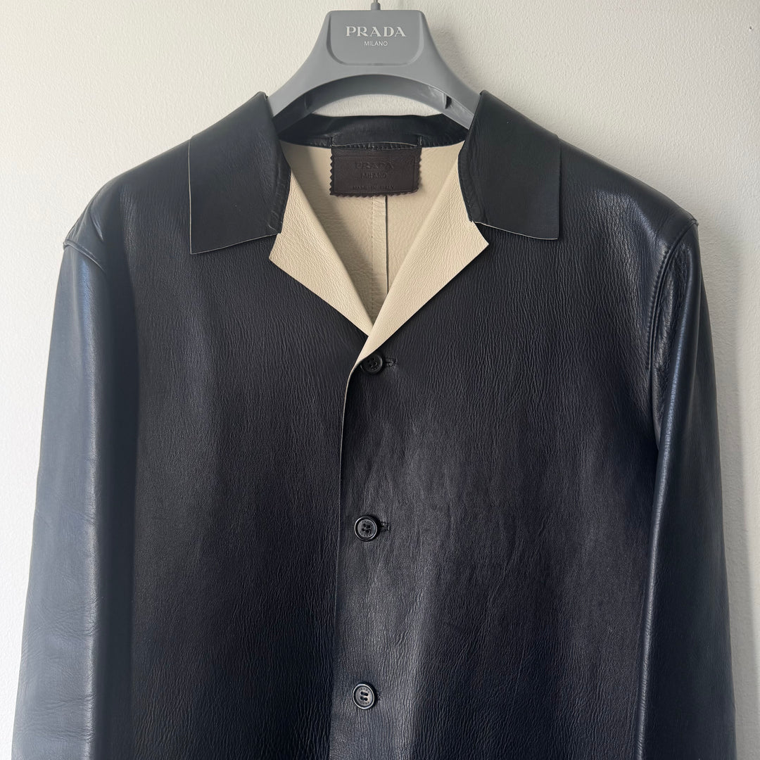 Prada 90’s Button Up Leather Jacket