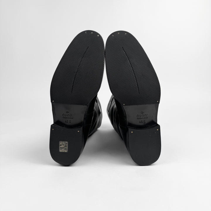 Gucci 2000's Black Shearling Leather Biker Boots