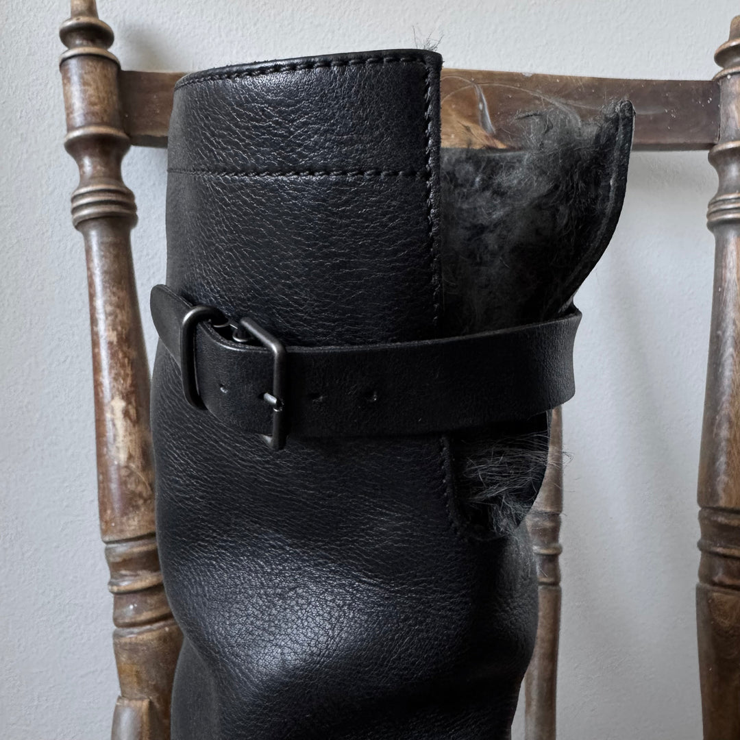 Gucci By Tom Ford 2000's Shearling Biker Leather Boots