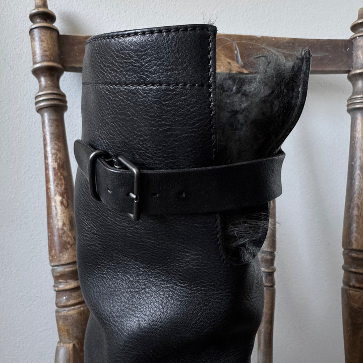 Gucci By Tom Ford 2000's Shearling Biker Leather Boots
