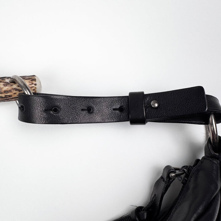 Yves Saint Laurent Rive Gauche SS2002 Black XL Mombasa Leather Croissant Crossbody Bag