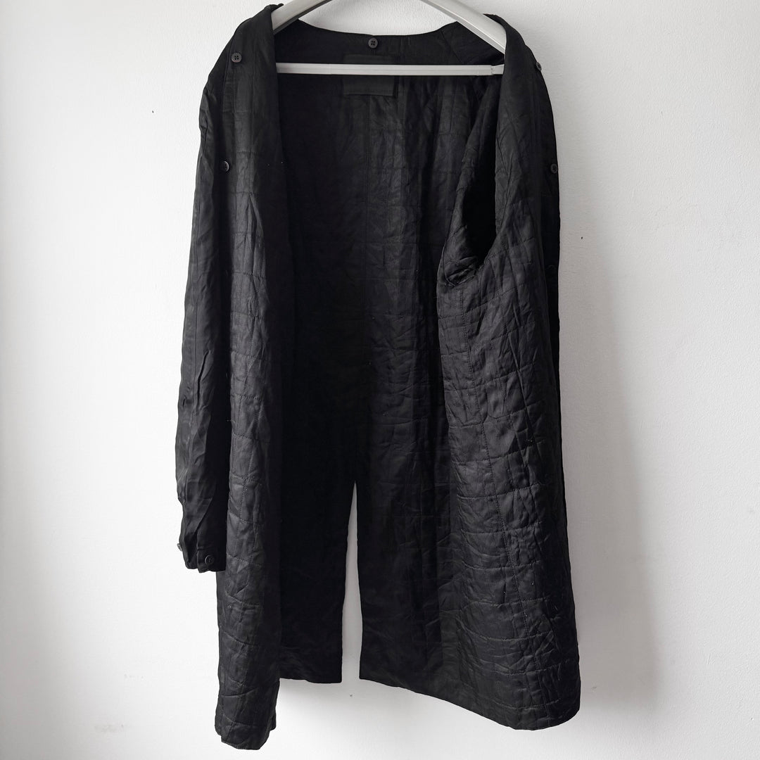 Prada 1990’s Black Wool Quilted Lined Car Coat