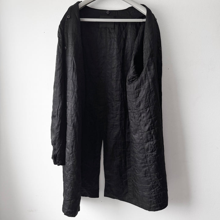 Prada 1990’s Black Wool Quilted Lined Car Coat
