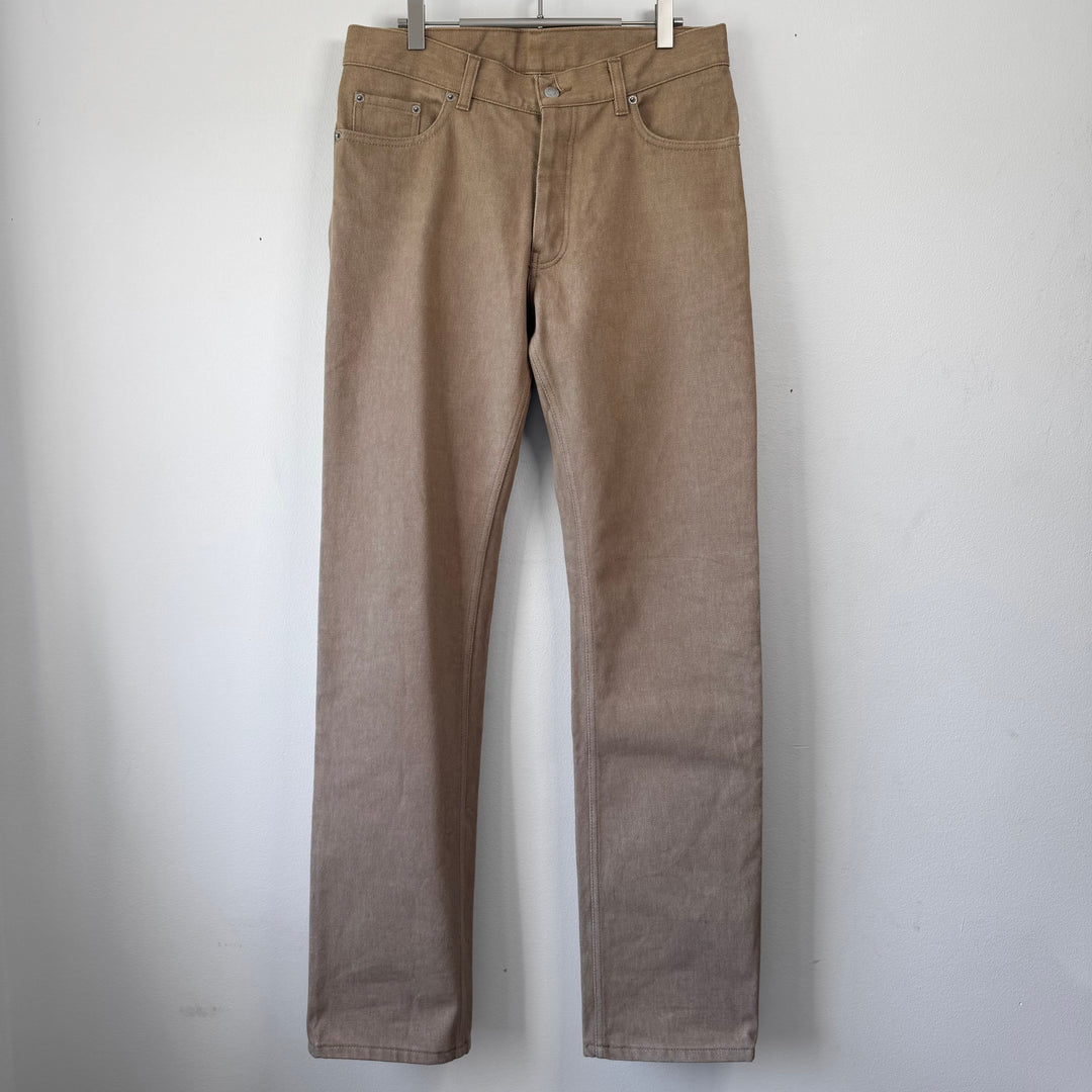 Helmut Lang 2000 Caramel Brown Classic Cut Raw Denim