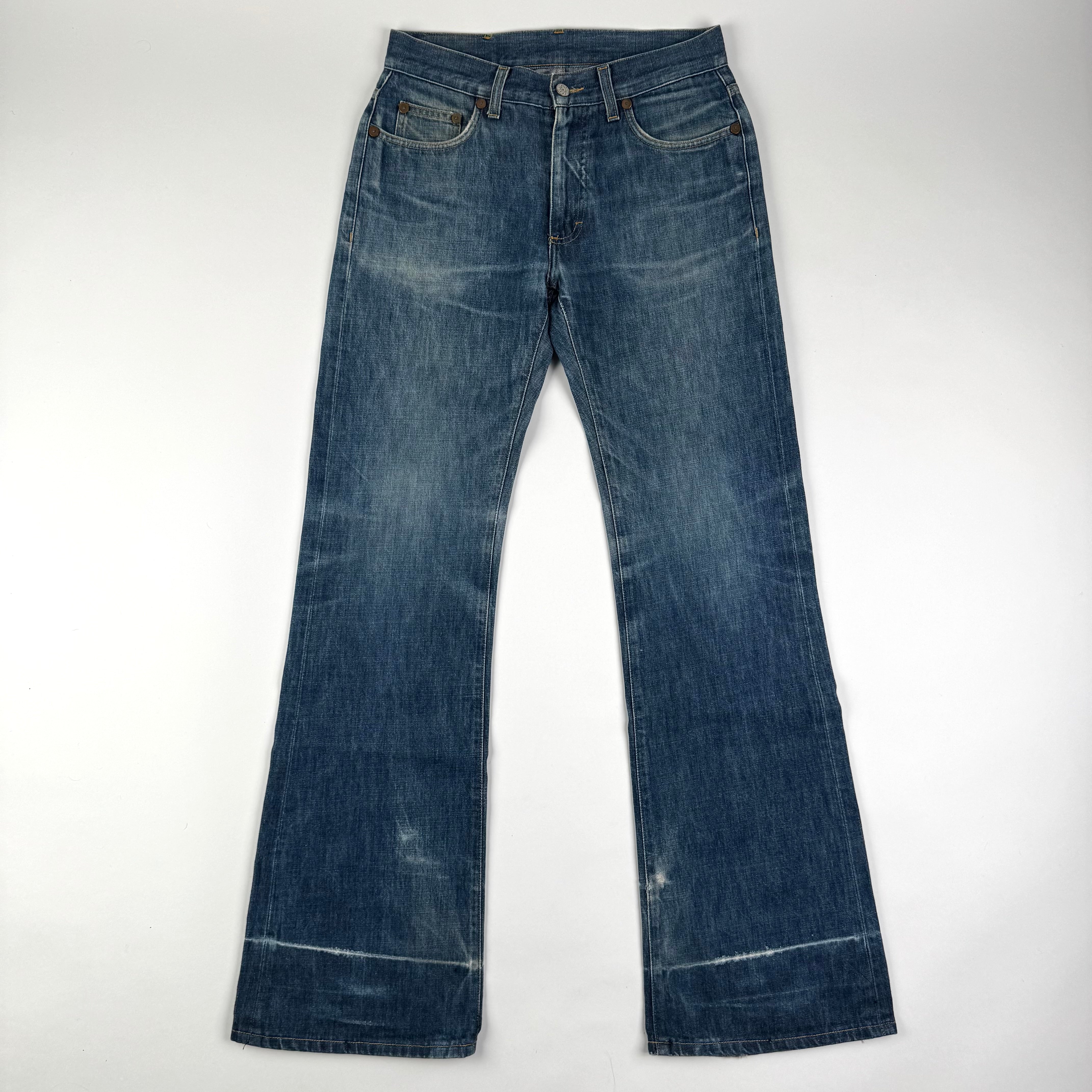 Gucci By Tom Ford 2000's Faded Distressed Bootcut Flared Raw Denim
