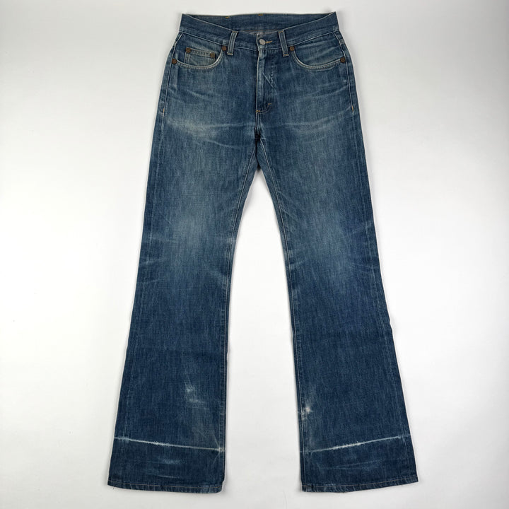 Gucci By Tom Ford 2000’s Faded Distressed Bootcut Flared Raw Denim Jeans