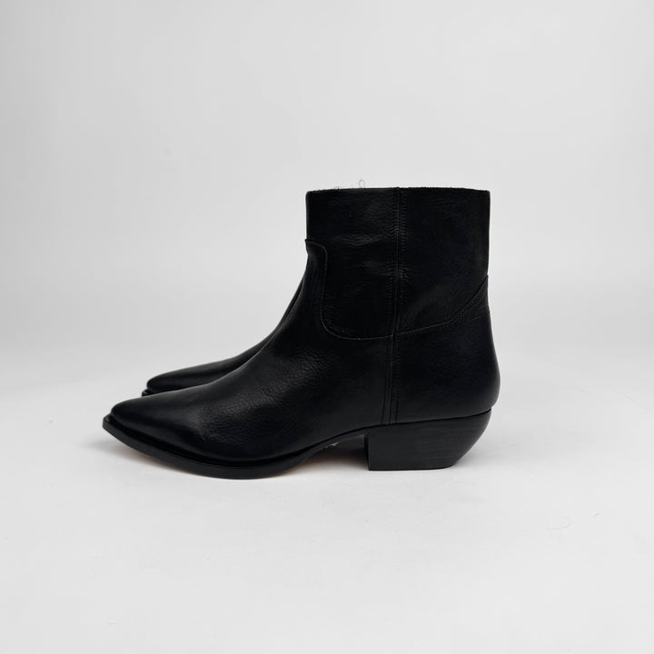 Saint Laurent Black Leather Distressed Shaft Theo 40 Zip Boots