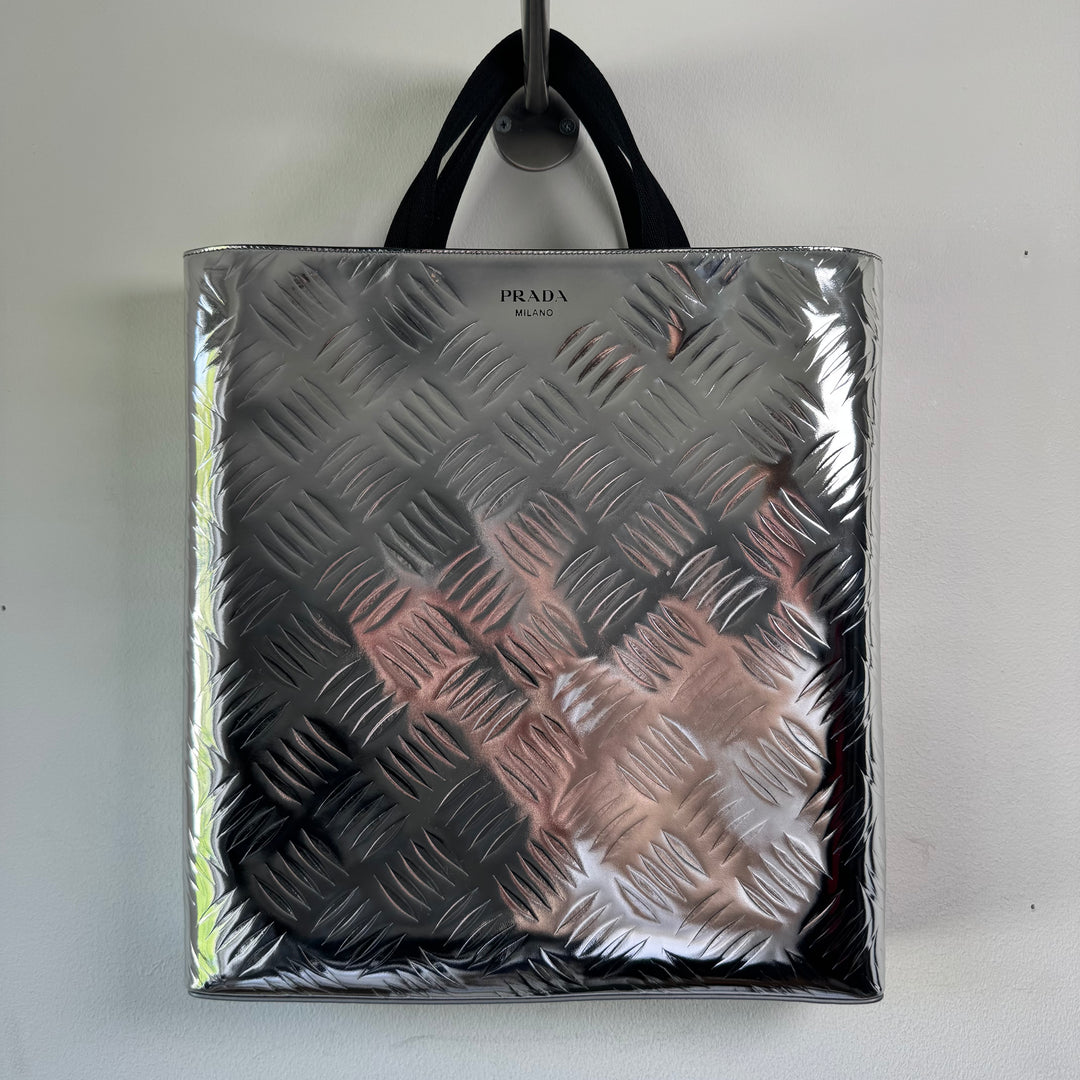 Prada FW2023 Silver Leather Tote Bag