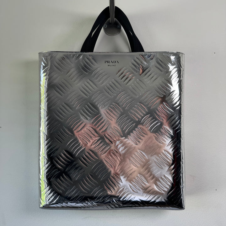 Prada FW2023 Silver Leather Tote Bag