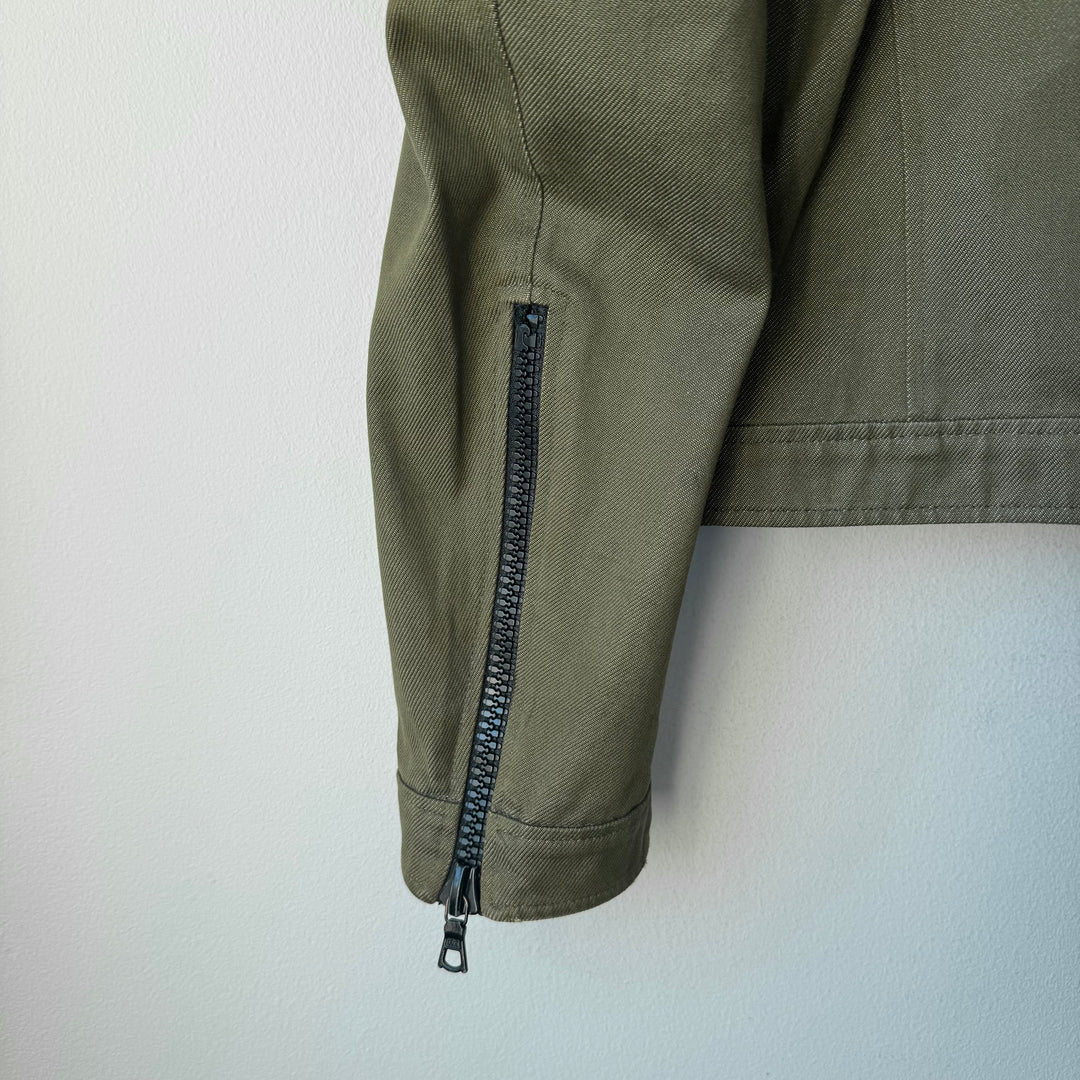 Miu Miu SS2000 Green Cotton Cropped Zip-Up Modular Denim Jacket