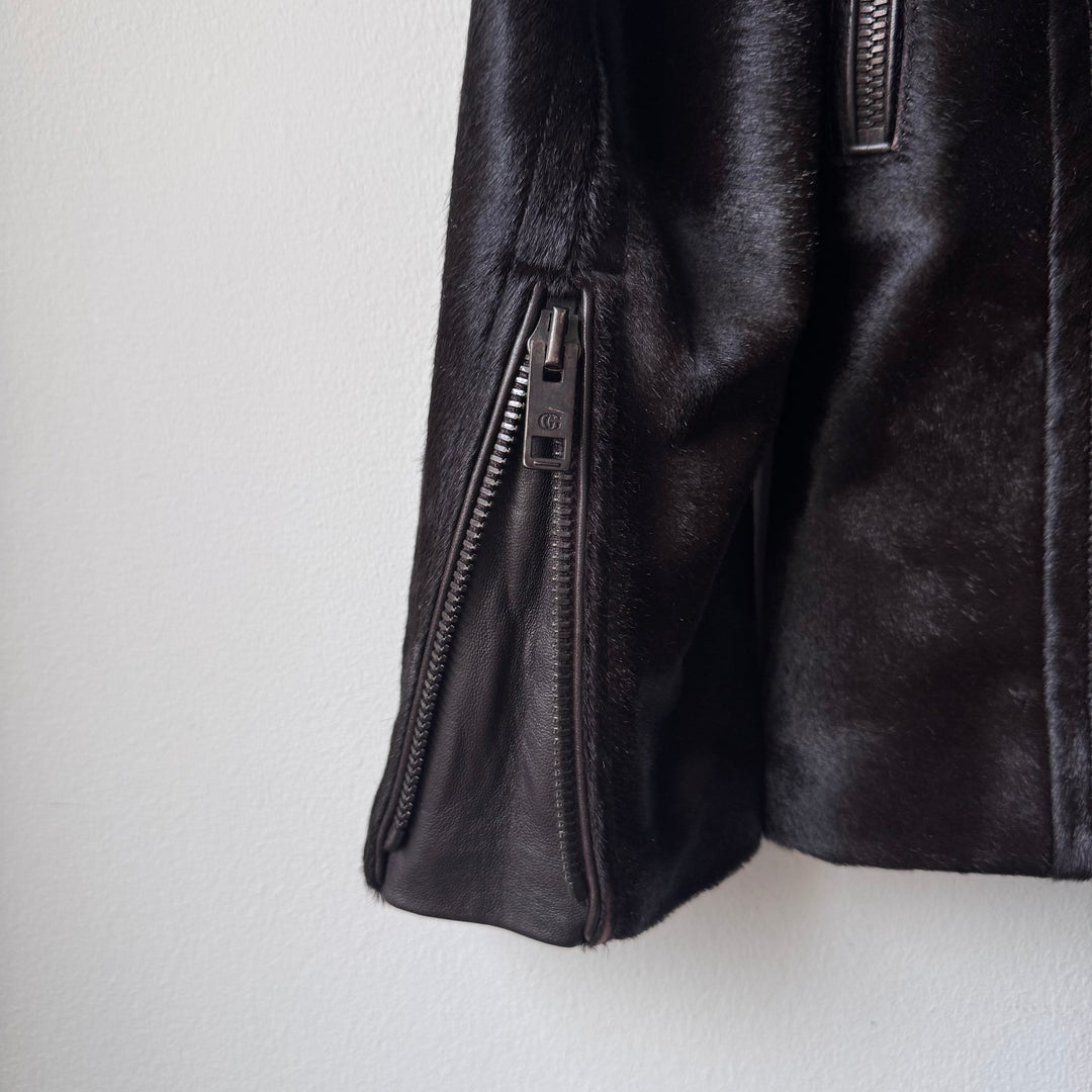 Gucci By Tom Ford FW2004 Brown Calf Hair-On-Hide Leather Half Coat Jacket