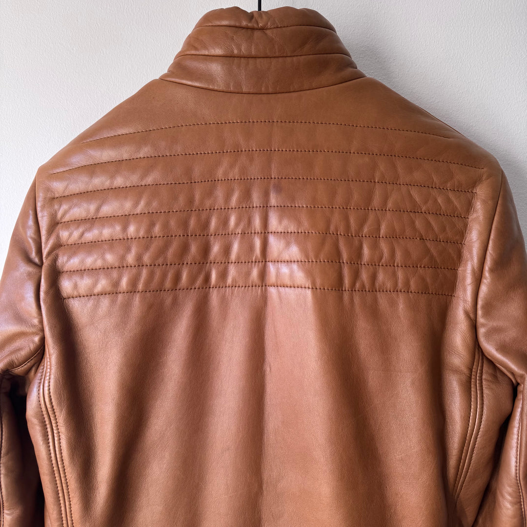 Gucci By Tom Ford FW2000 Brown Quilted Padded Moto Biker Leather Jacket