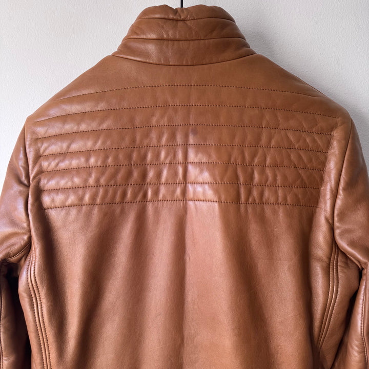 Gucci By Tom Ford FW2000 Brown Quilted Padded Moto Biker Leather Jacket