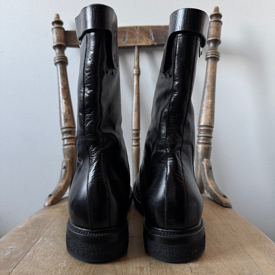 Rick Owens Black Spiral Zip Calf Leather Boots