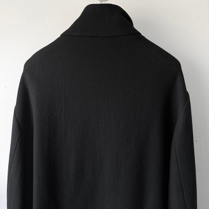 Prada FW1998 Black Asymmetrical Funnel Neck Wool Coat