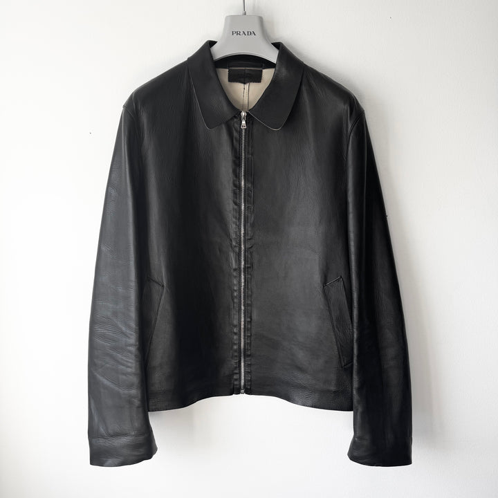 Prada FW2000 Black/White Zip Blouson Leather Jacket