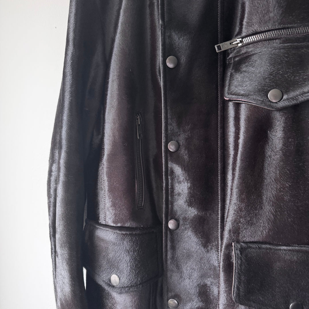 Gucci By Tom Ford FW2004 Brown Calf Hair-On-Hide Leather Half Coat Jacket