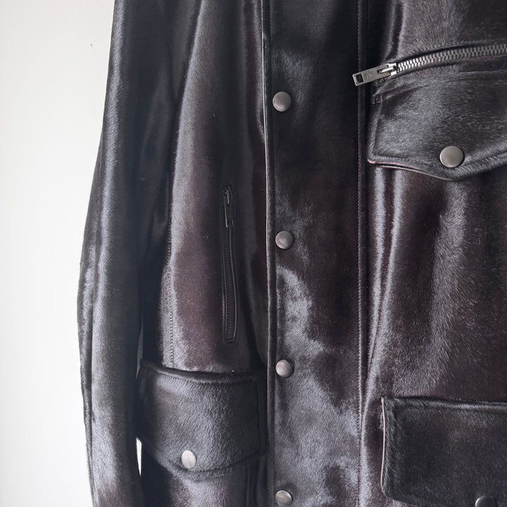 Gucci By Tom Ford FW2004 Brown Calf Hair-On-Hide Leather Half Coat Jacket