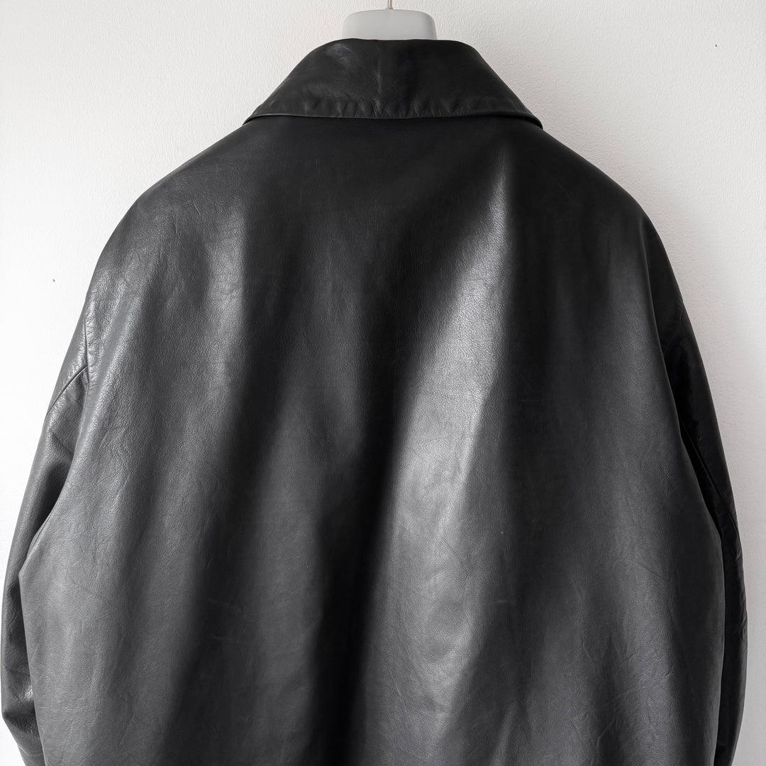 Jil Sander 2000’s Black Wool Lined Short Leather Coat