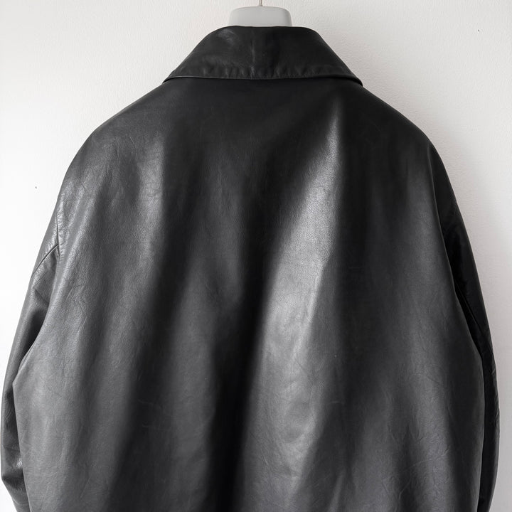 Jil Sander 2000’s Black Wool Lined Short Leather Coat