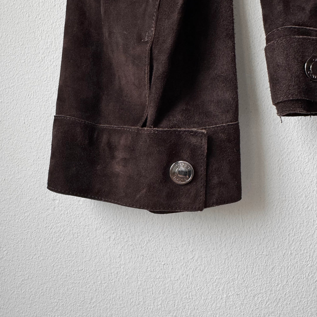 Gucci By Tom Ford FW2000 Brown Suede/Nubuck Cropped Blouson Leather Jacket