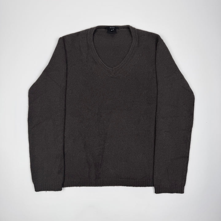 Gucci By Tom Ford Brown Angorra/Silk Knit V-Neck Pullover