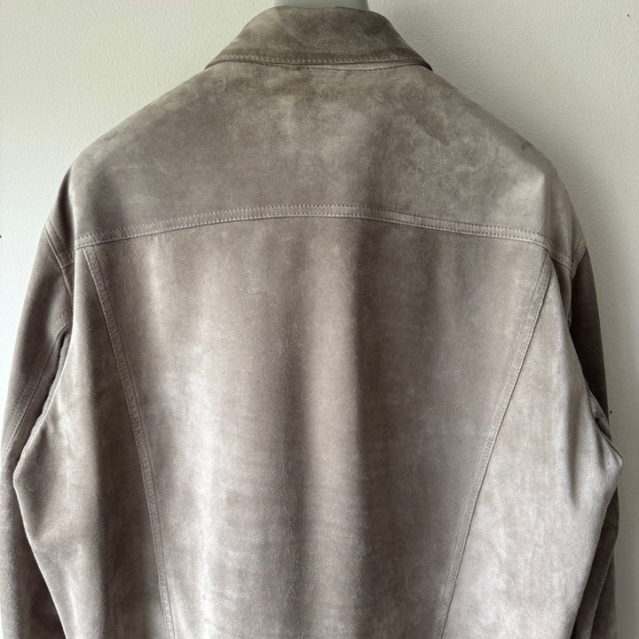 Gucci By Tom Ford 2000’s Gray Suede  Nubuck Trucker Blouson Leather Jacket