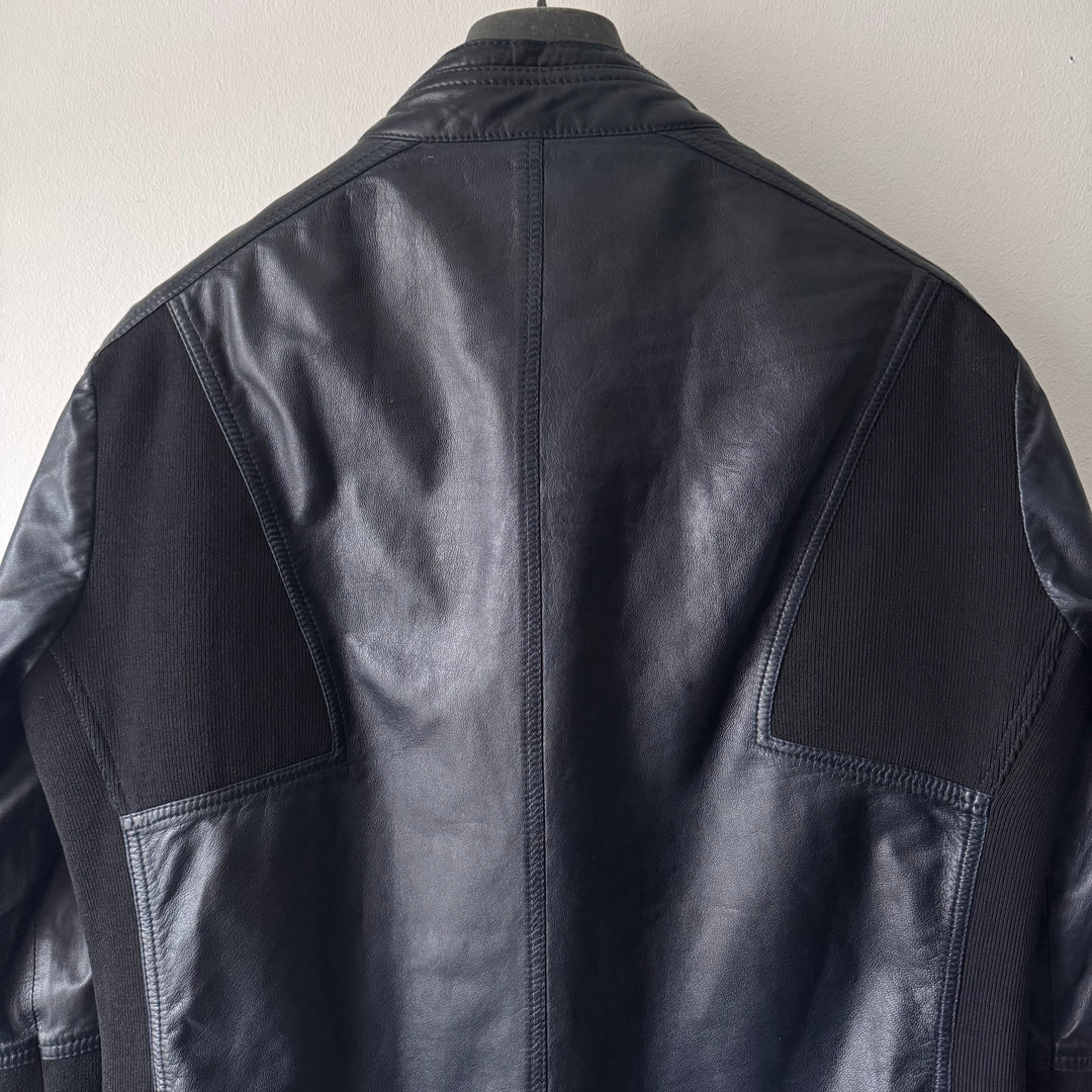 Gucci By Tom Ford SS1999 Navy Hybrid Cafe Racer Leather Jacket