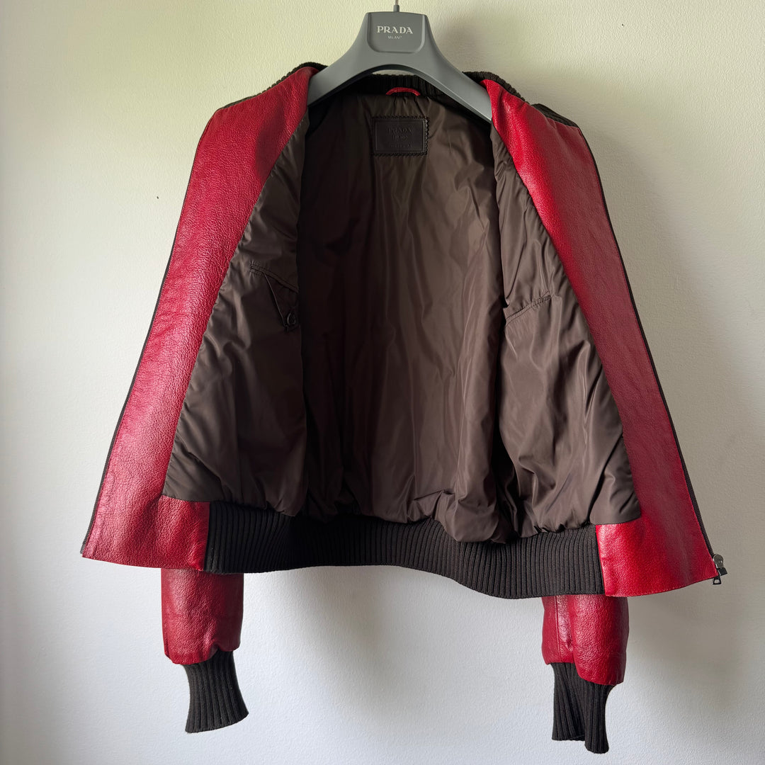 Prada FW2000 Mainline Runway Lamb Leather Bomber Jacket