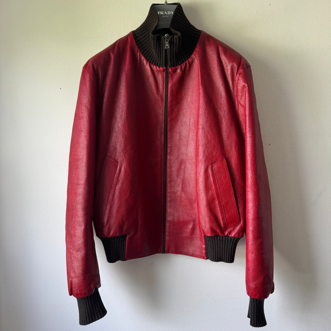 Prada FW2000 Mainline Runway Lamb Leather Bomber Jacket